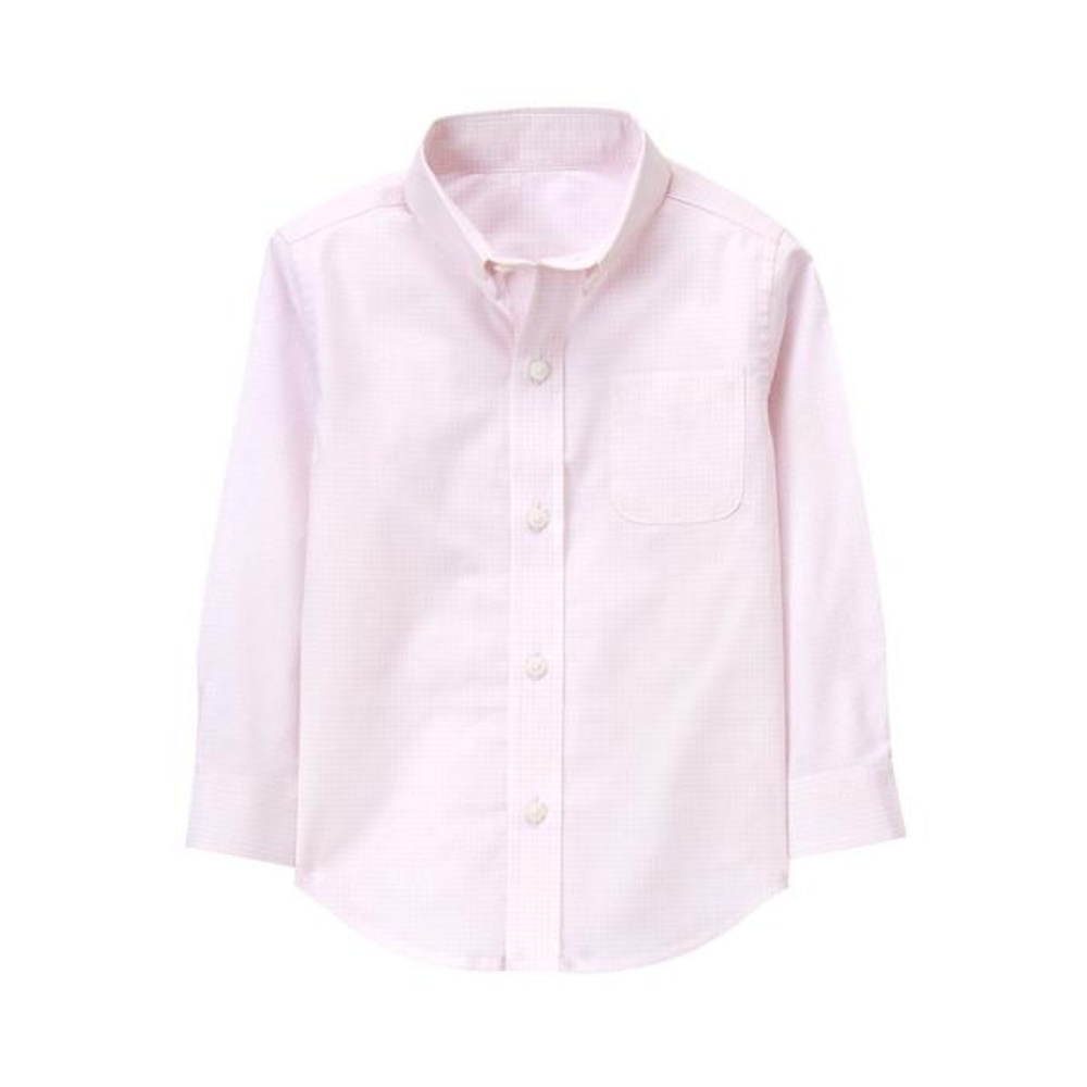 Janie and Jack Checked Poplin Dress Shirt Pink